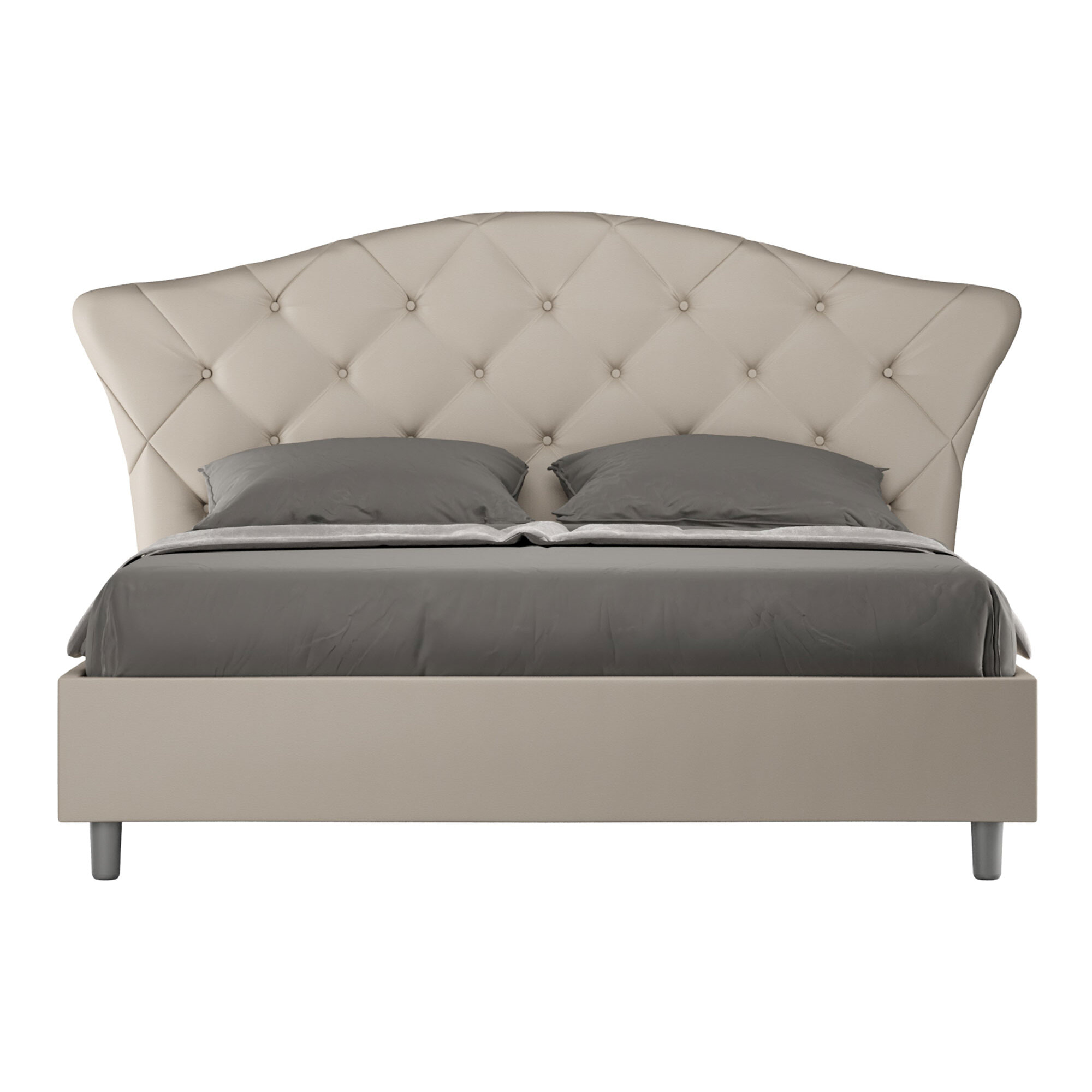 Letto contenitore imbottito 160x190 similpelle tortora Langre