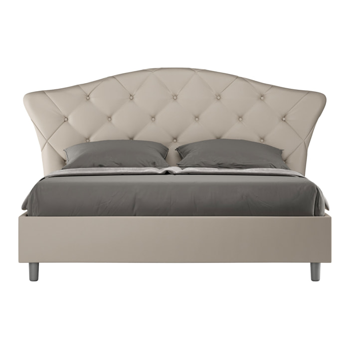 Letto contenitore imbottito 160x190 similpelle tortora Langre