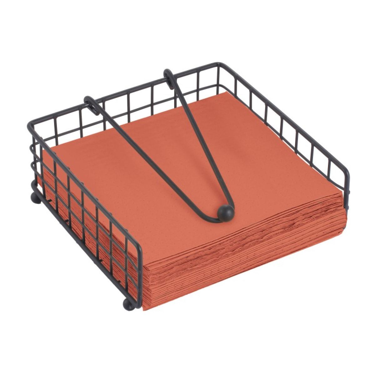 Porte serviettes papier de table avec barre de maintien Design industriel Bois & Acier ELIE Noir mat MSV