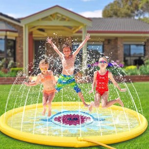 Splash Pad. Juguete inflable con aspersor de agua para jugar. 170cm de diámetro. Diseño tiburón.