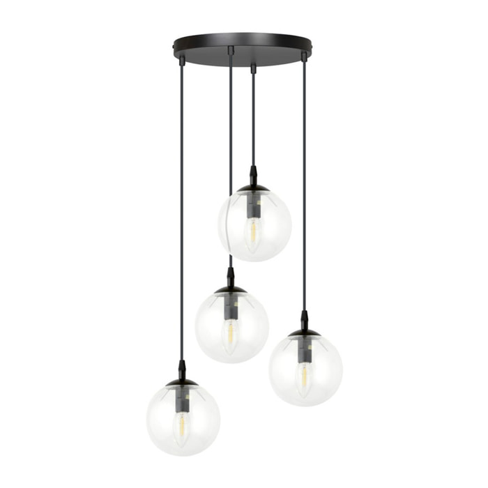 Lampada a sospensione Cosmo in acciaio nero e vetro