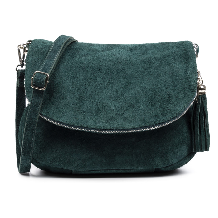 Amanda borsa a tracolla donna. Pelle autentica finitura Scamosciata.