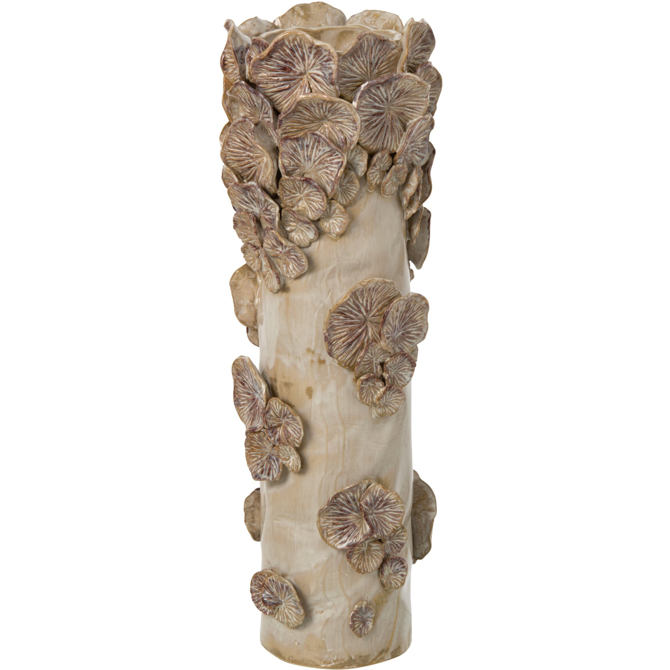 J-Line vase Mushrooms cylindre - grès - écru/beige - large