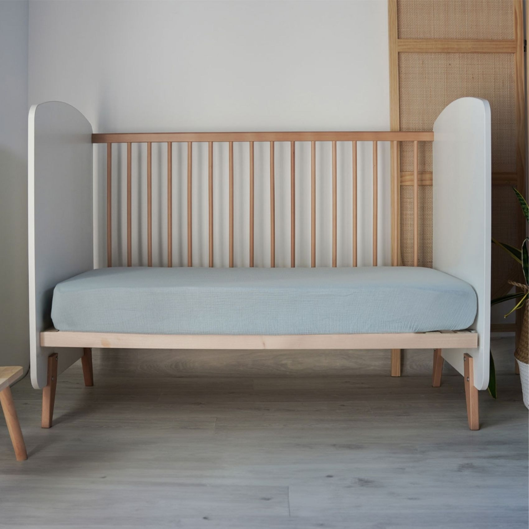 Drap housse coton certifié Oeko tex - Bleu gris