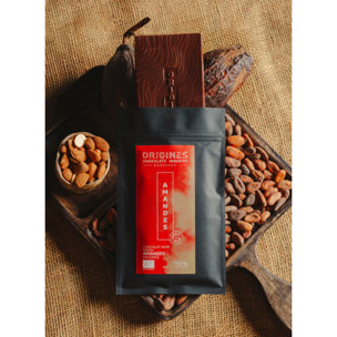 Tablette de chocolat noir 70% aux amandes caramélisées - Bean To Bar - 100g Bio
