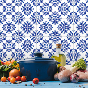 Stickers muraux - Sticker Mural Carrelage adhésif Cuisine Salle de Bain - 9 STICKERS CARREAUX DE CIMENT BOHÈME ARYA