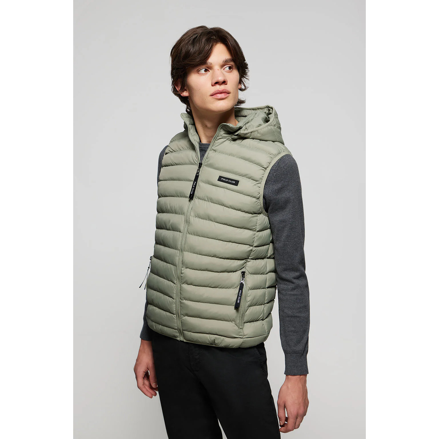 Gilet cammello ultraleggero con cappuccio e particolari Polo Club