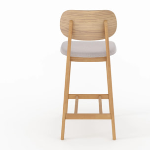 Lot de 2 chaises pour îlot central 66 cm en bois clair et tissu beige - Charlize