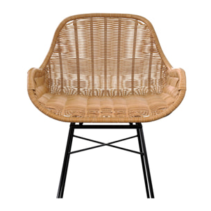 Lot de 2 chaises pour îlot central 65 cm en résine tressée naturelle - Carmela