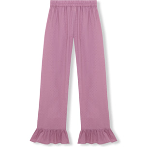 Pantalón de pijama de mujer con volantes en el bajo