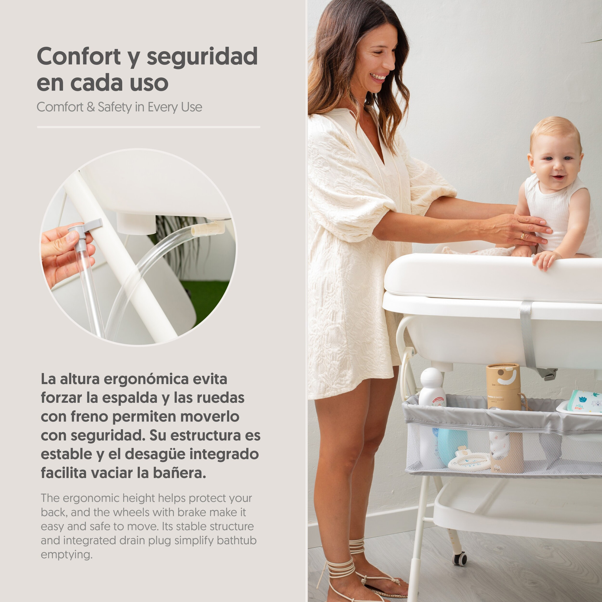 Bañera Bebe Plegable con Cambiador y Hamaca, modelo Estrellas