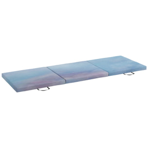 Tapis de sol gymnastique Fitness pliable portable rembourrage mousse 5 cm dim. 1,8L x 0,6l m revêtement synthétique bleu