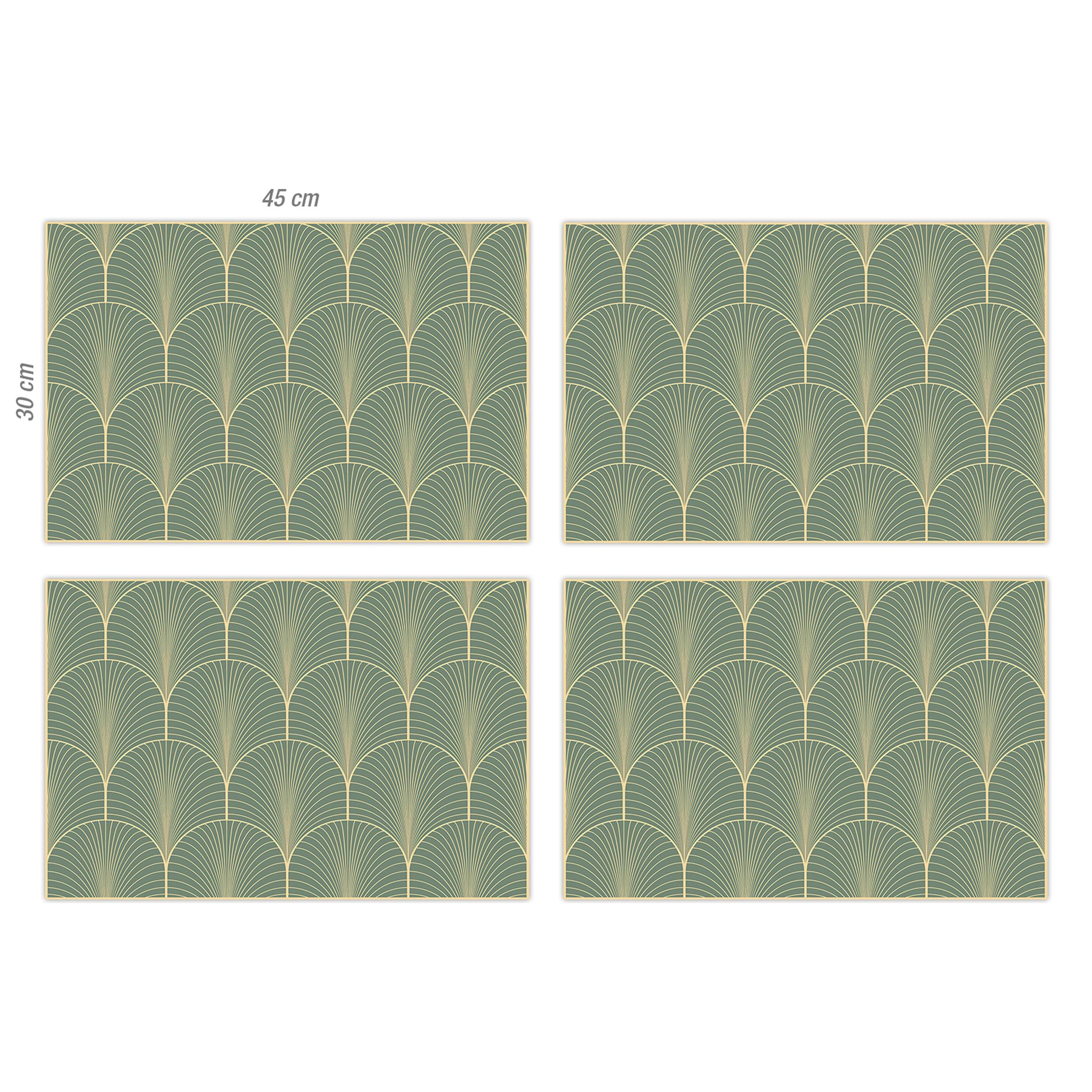 Set de 4 individuales de vinilo CERAMIKO, Greta verde 4u-30x45 cm