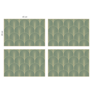 Set de 4 individuales de vinilo CERAMIKO, Greta verde 4u-30x45 cm