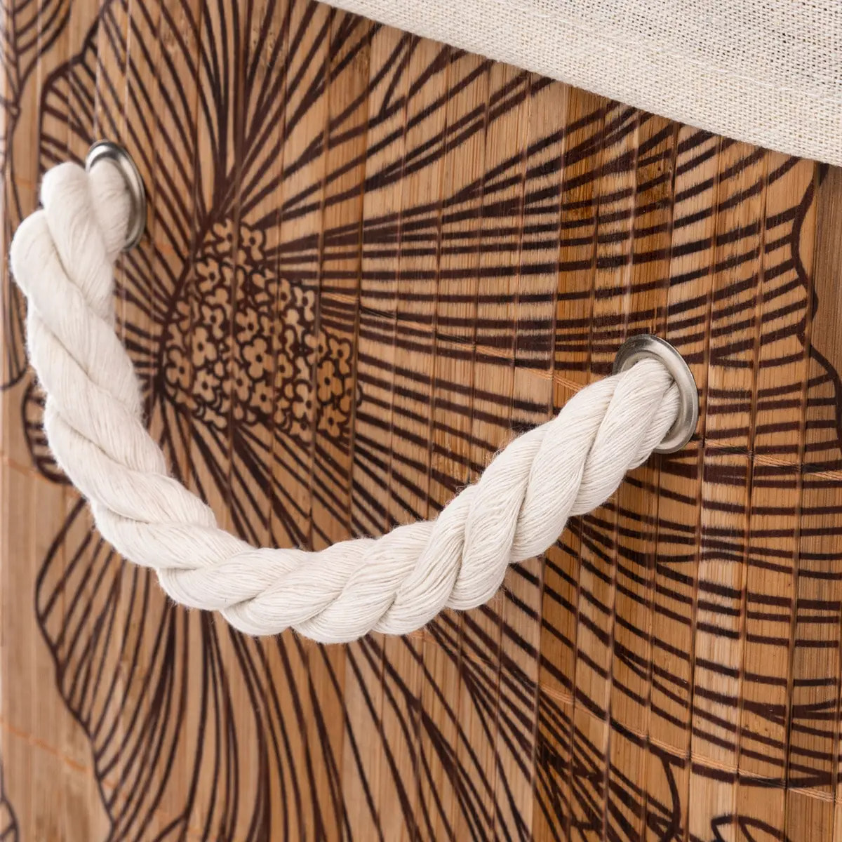Panier à linge 60L "BlackFlora" bambou