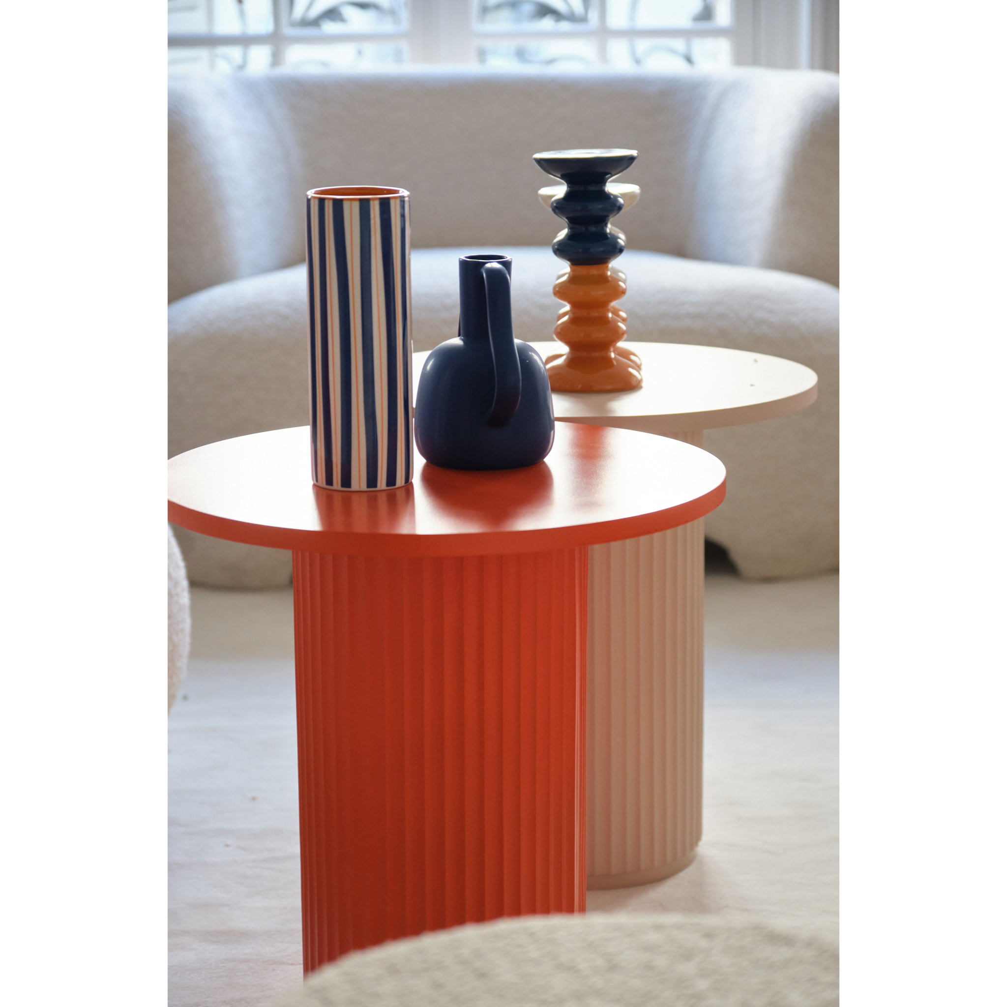 Table d'appoint ronde cannelée