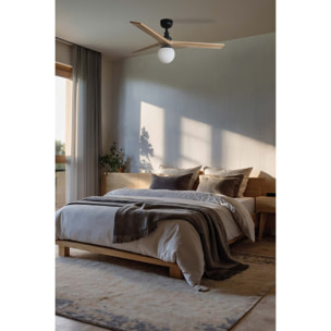 KLIM M Ventilatore a soffitto nero/legno querciaE27