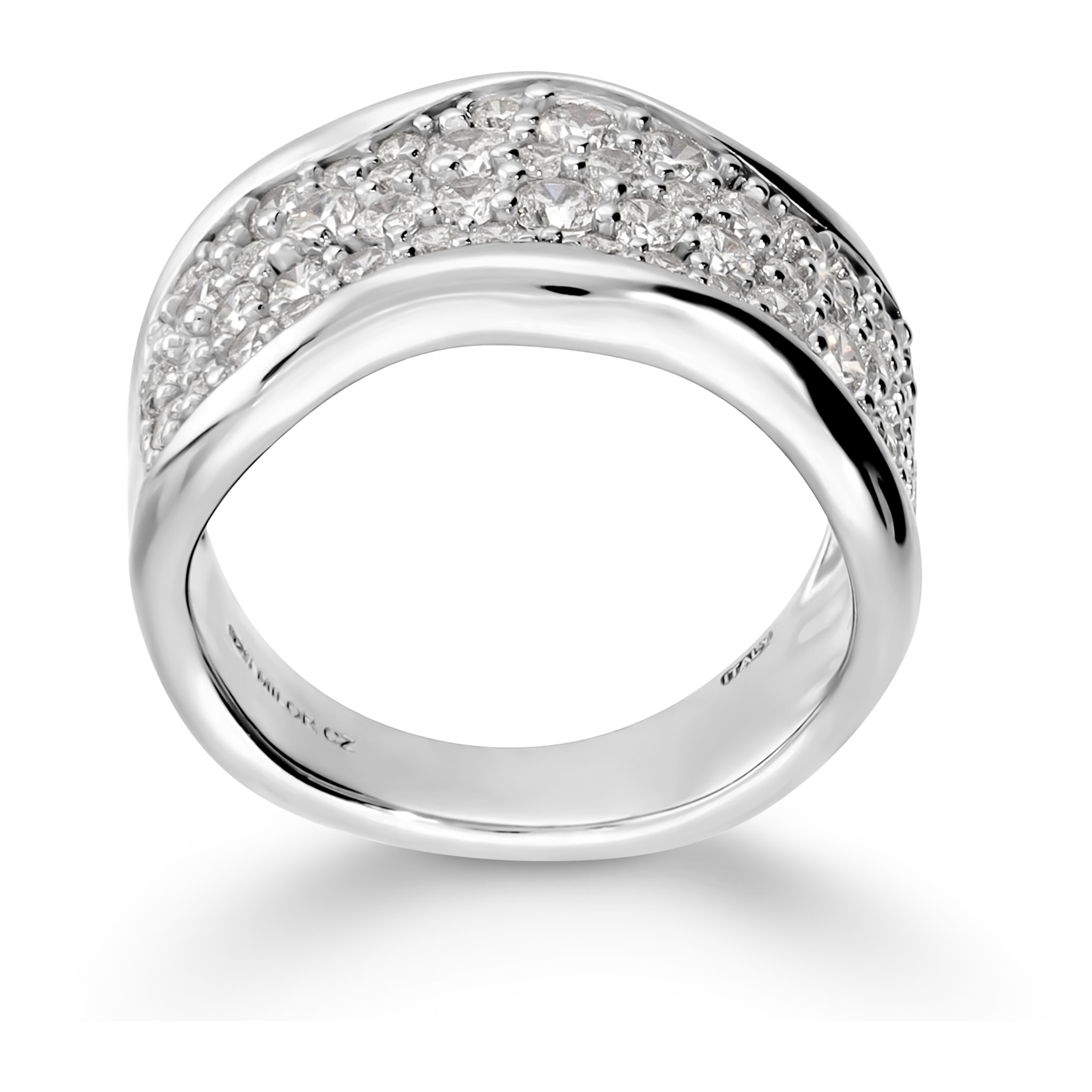 Anello a Fascia in Argento 925 con Pavé di Cubic Zirconia