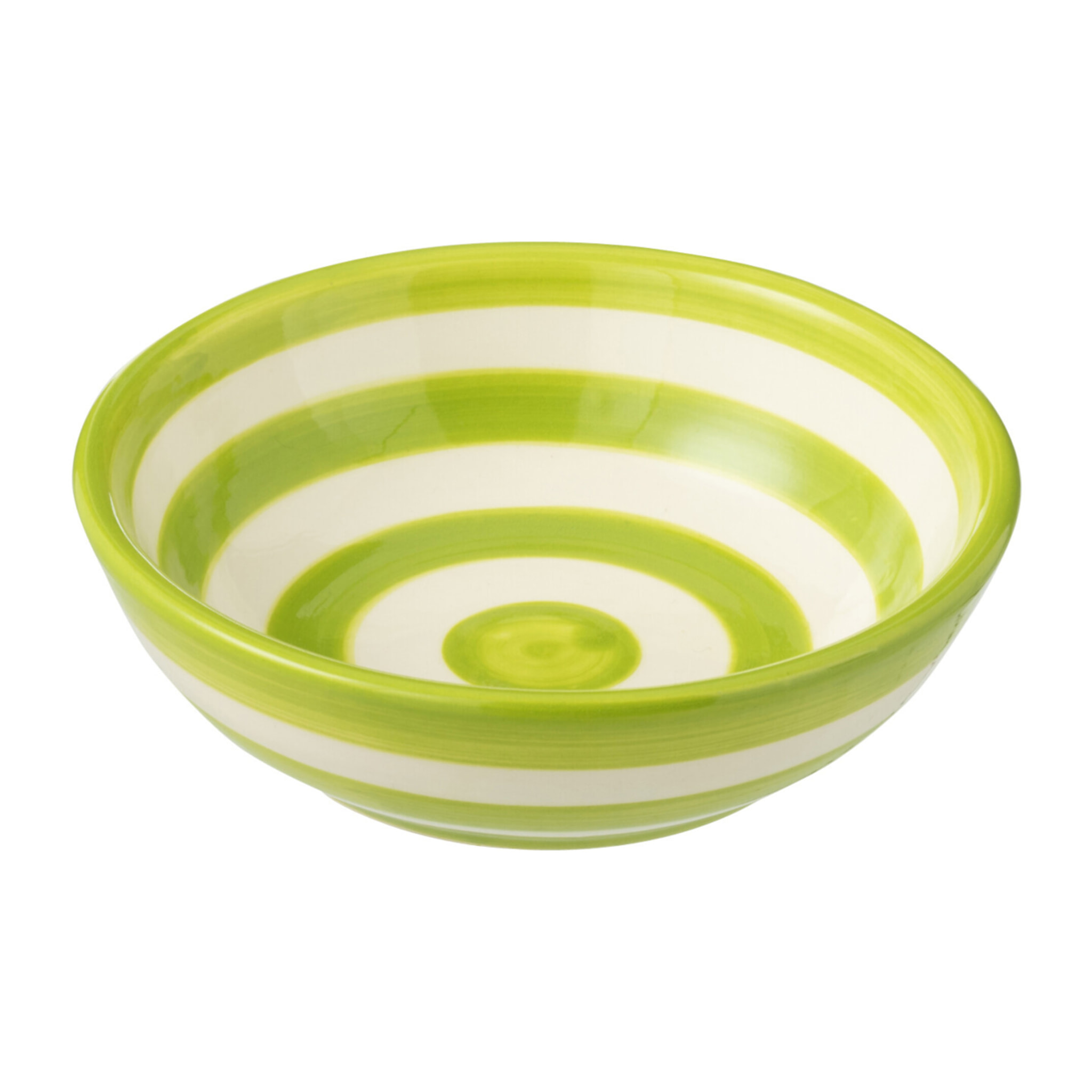J-Line bol Granada Stripes Low - céramique - blanc/vert - small - Ø 14 cm