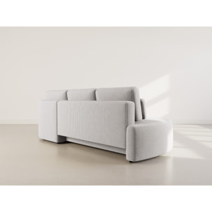 Mahina - canapé d'angle droit 4 places convertible avec coffre en velours côtelé - Gris clair