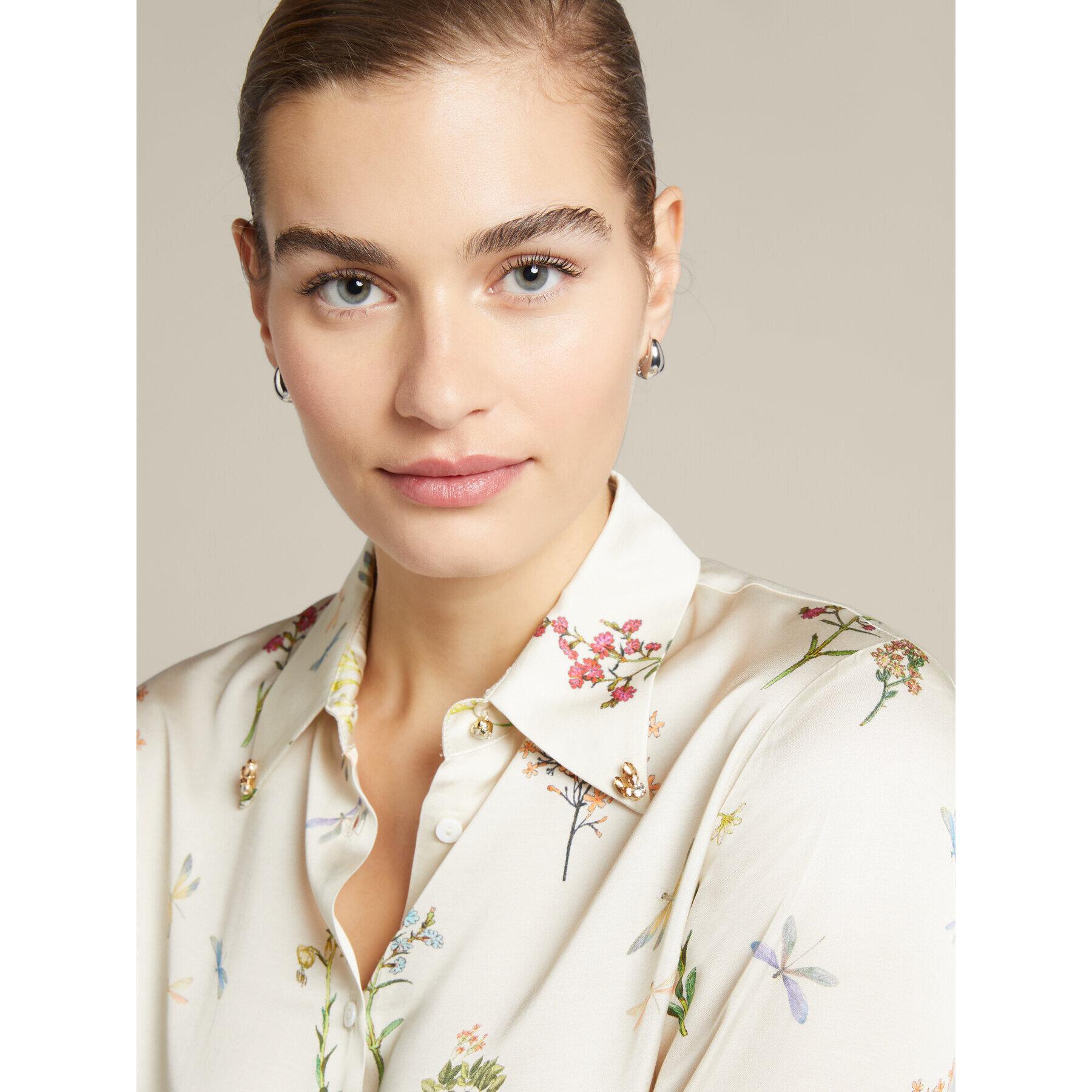 Elena Mirò - Camisa floral de viscosa ECOVERO™ - Blanco