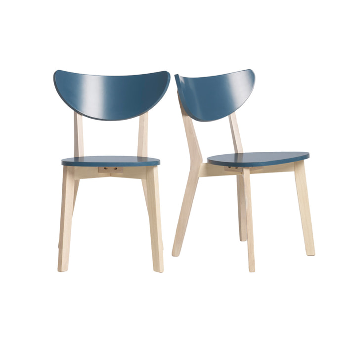 Chaises scandinaves bleu et bois clair (lot de 2) LEENA