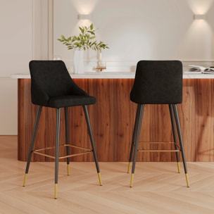 Lot de 2 chaises de bar 77.5 cm en velours noir - Aristote