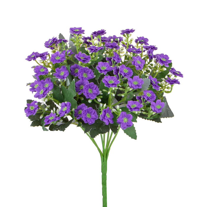 Bouquet Di Mini Calanchoe. Altezza 30 Cm - Pezzi 5 - 15X30X15cm - Colore: Viola - Bianchi Dino - Fiori Artificiali
