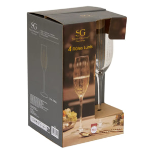 Lot de 4 flûtes à champagne Lunis 21cl doré
