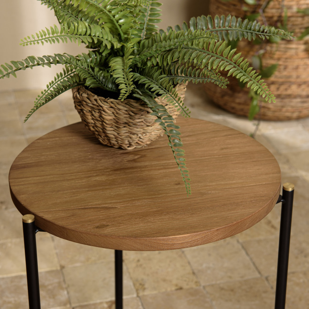 ALIDA - Table d'appoint ronde 3 pieds en métal noir