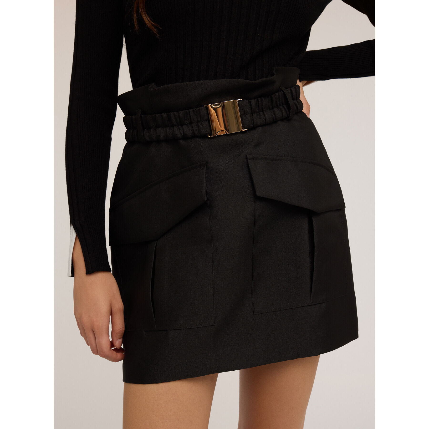 Motivi - Minifalda de cintura alta con bolsillos - Negro