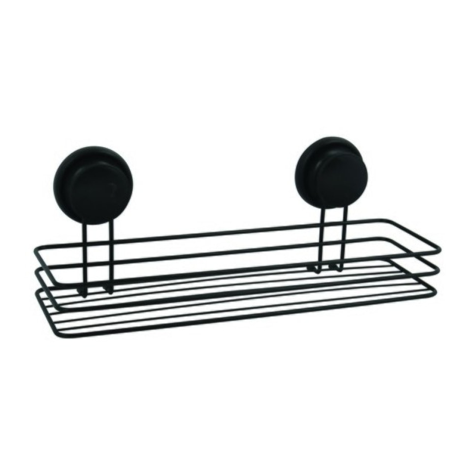 Etagère de douche à  ventouses Acier Noir mat MSV