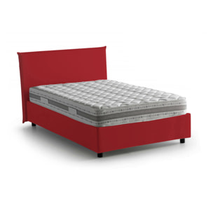 Letto piazza e mezza Astrid, Letto contenitore con rivestimento in tessuto, 100% Made in Italy, Apertura frontale, adatto per materasso Cm 120x200, Rosso