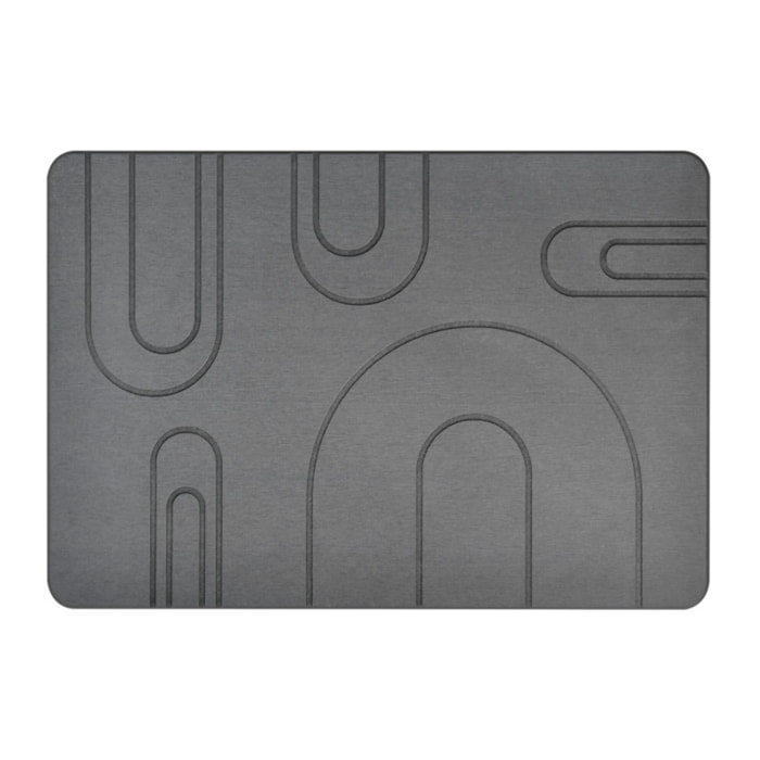 Porte-savon CASEY en diatomite gris foncé à lignes gravées 13 x 8 cm – Absorbant et séchage rapide