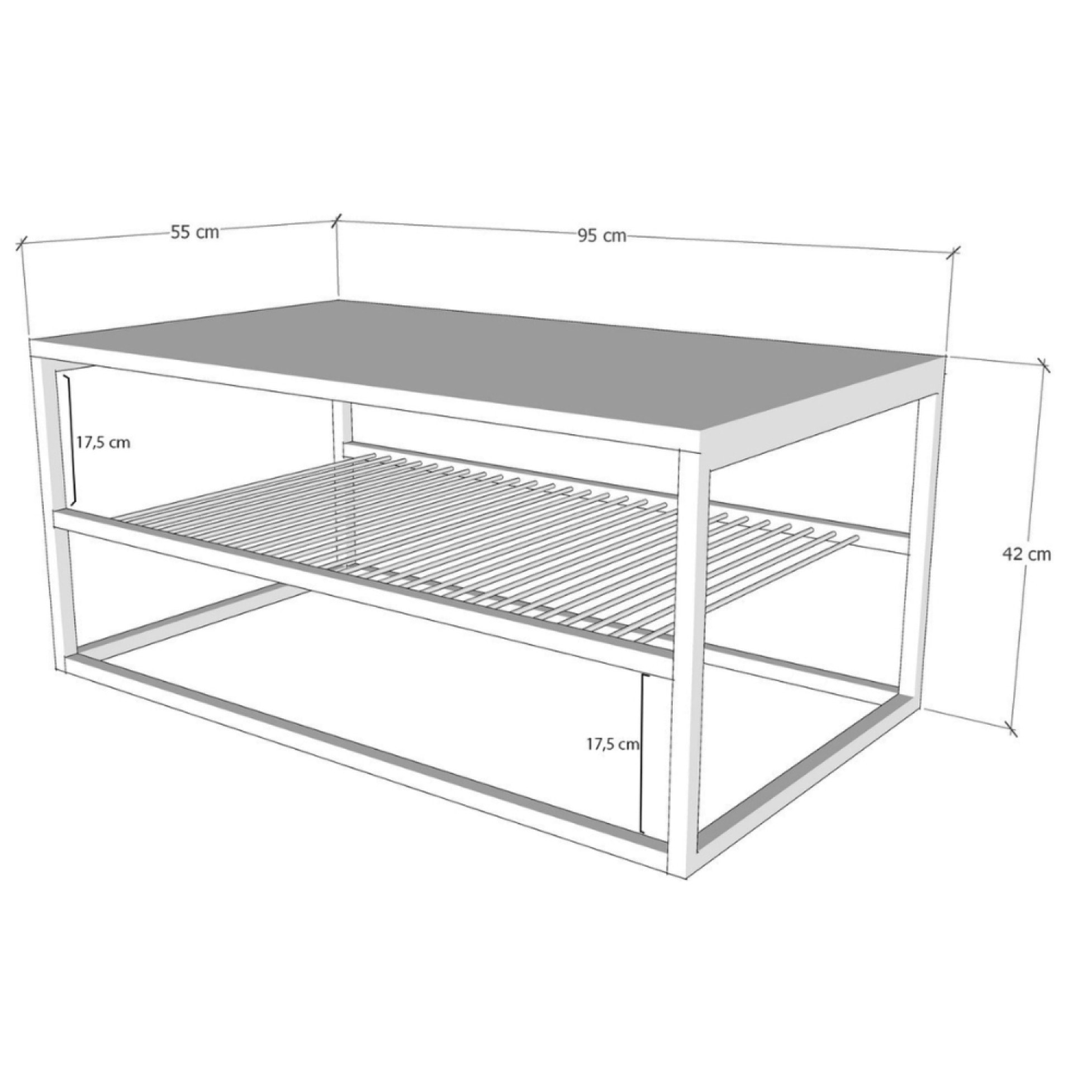 Table basse industrielle avec étagère INDUS