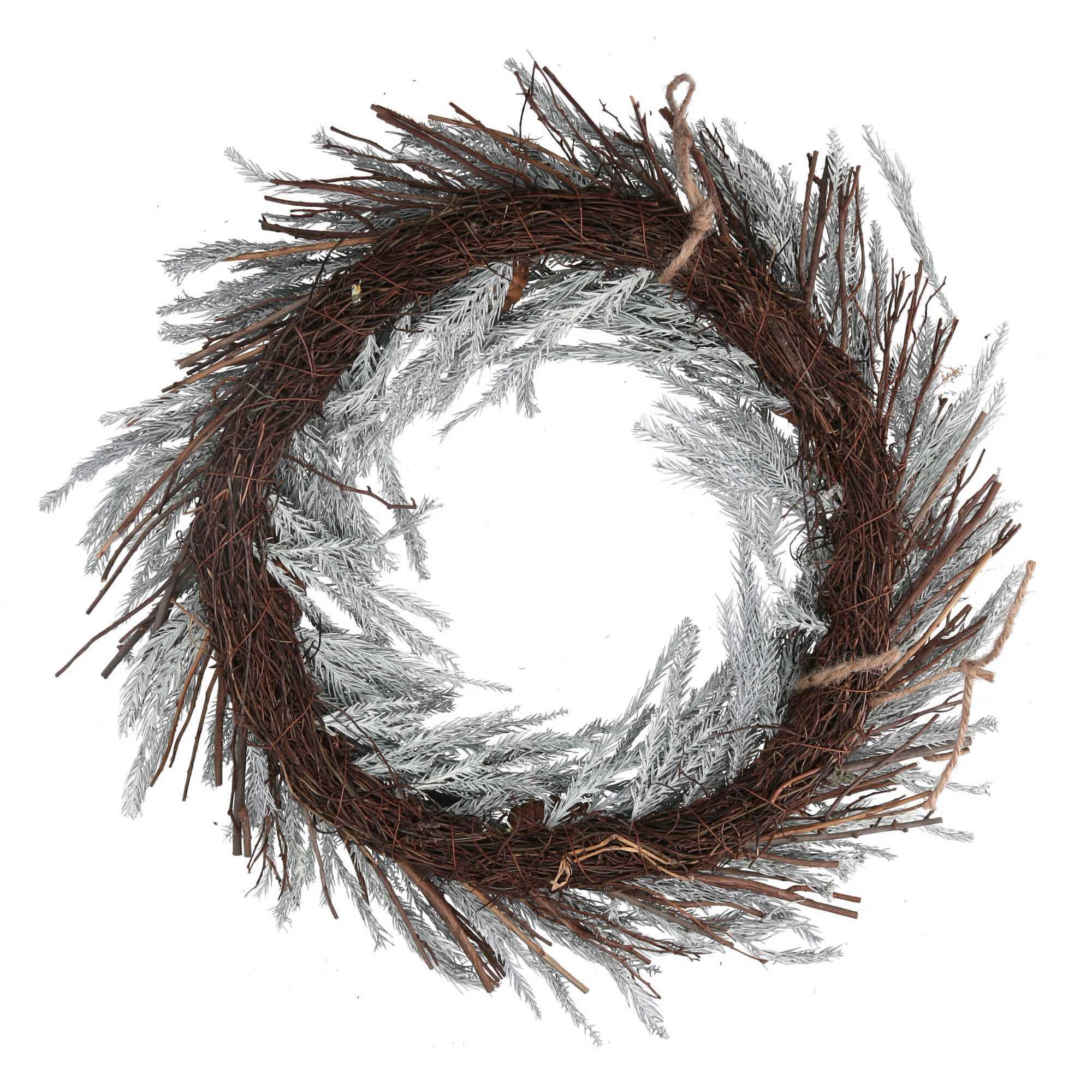 Ghirlanda innevata bianca con pigne cm ø46x8,5