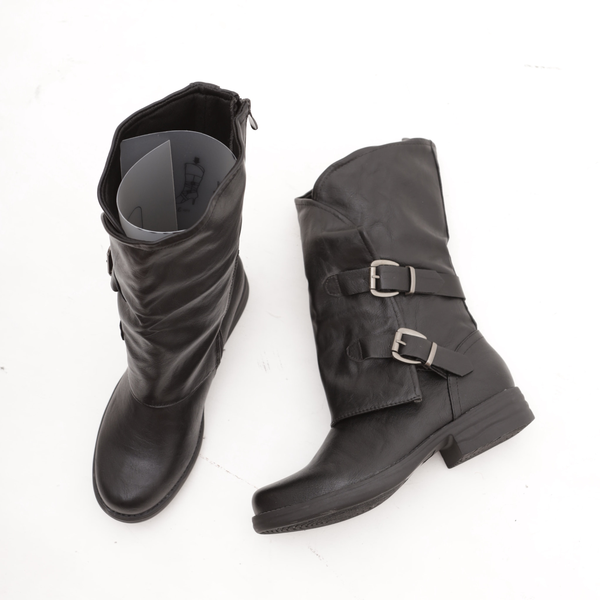 STIVALETTO FIBBIE NERO