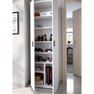 Armadio multiuso Suretta, Mobile multifunzione portaoggetti, Guardaroba a 2 ante, 61x35h190 cm, Bianco