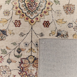 OTTOMAN - Tapis à poils courts doux à motif arabesque beige