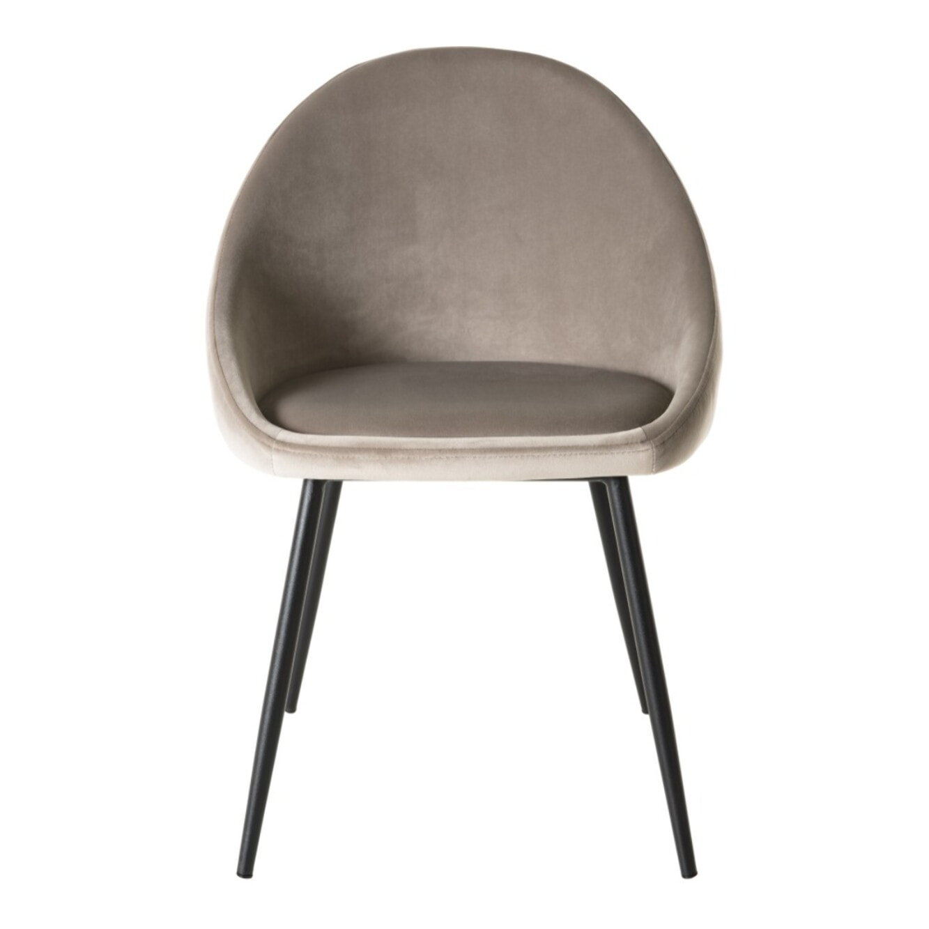 TOM - Lot de 2 chaises velours chamois beige pieds métal noir