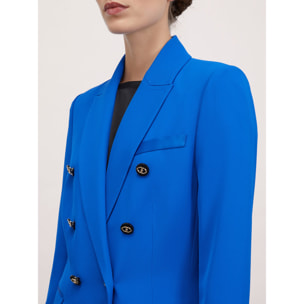 Motivi - Blazer cruzado con aplicaciones de raso - Azul aciano