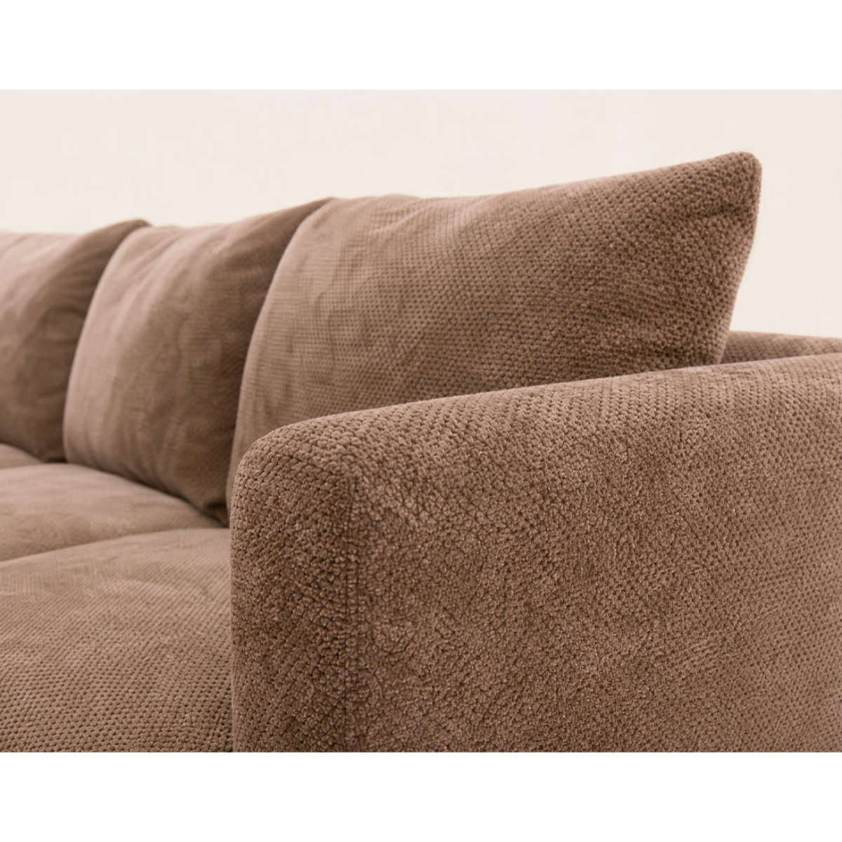 Gabin - Canapé d'angle gauche 5 places en velours texturé - Taupe
