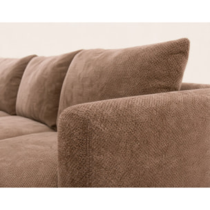 Gabin - Canapé d'angle gauche 5 places en velours texturé - Taupe