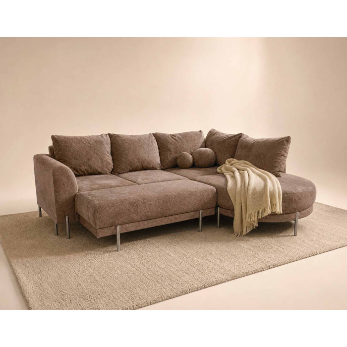 Gabin - pouf en velours texturé - Taupe