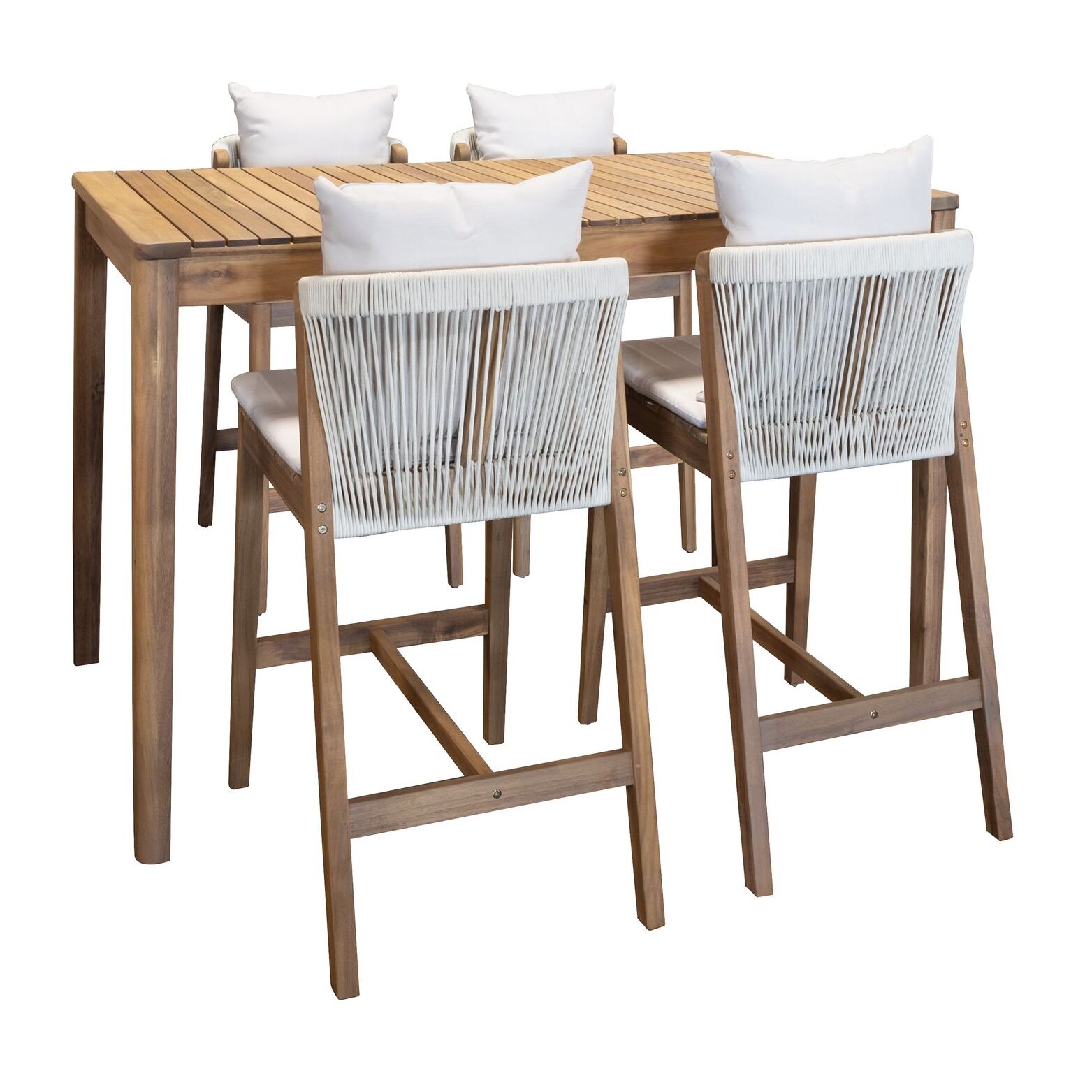 Ensemble de bar avec table haute et chaises en bois 4 places