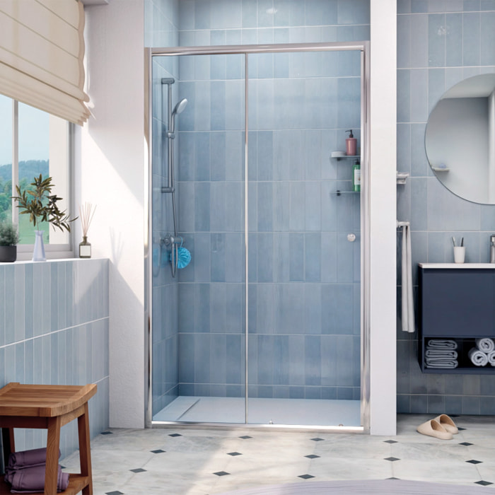 SAT PROJECT  Porte de douche 120x185cm coulissante avec profilé chrome brillant (SATPROMUD120CRT)