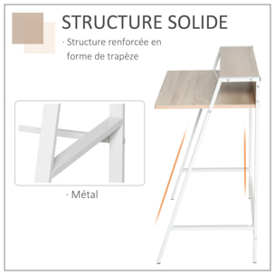Bureau secrétaire bureau informatique dim. 84L x 45l x 85H cm style néo-rétro étagère coloris chêne clair blanc