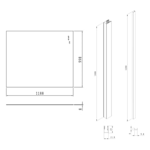 120x100 cm Walk-In paroi de douche fixe à l'italienne + set d'installation + bras de montage 120 cm, chrome (SATBWIS120KSPR)