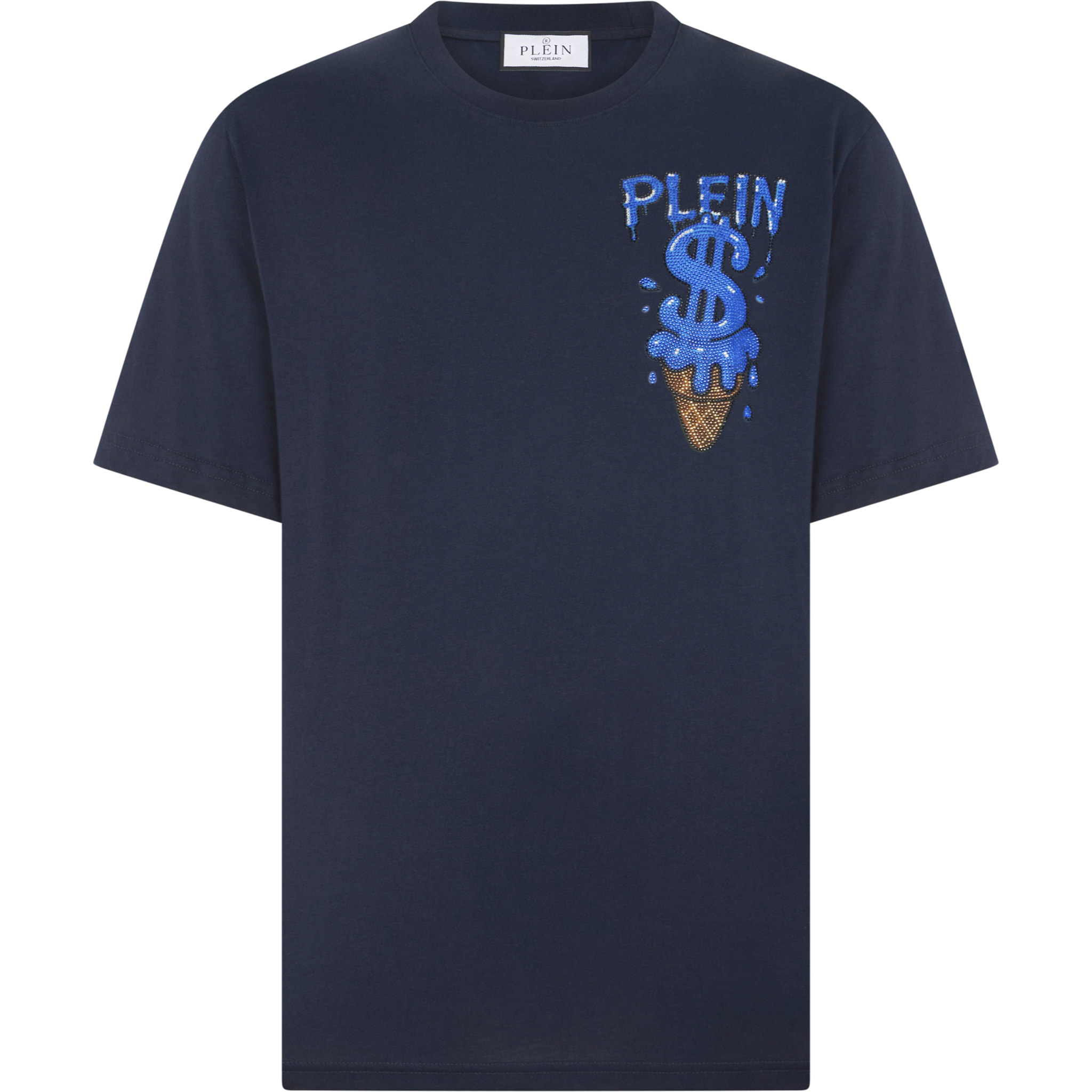 PHILIPP PLEIN Round Neck T-Shirt Ice Cream Dollar Patch