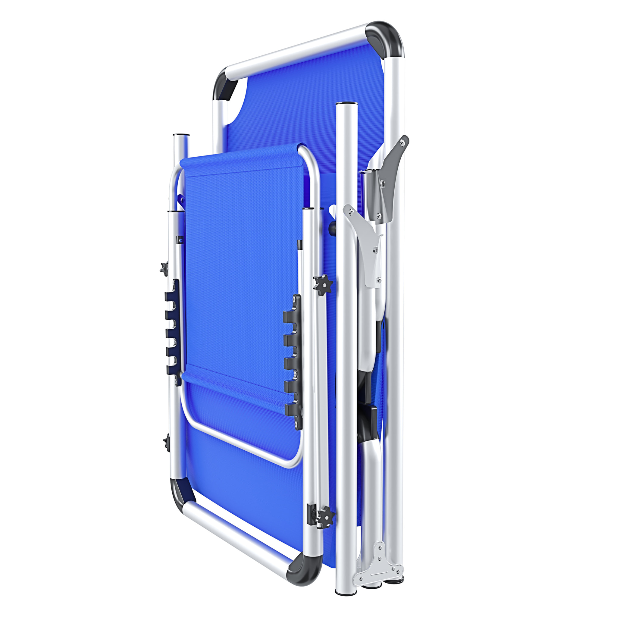Lettino Pieghevole Prendisole Con Tettuccio Parasole Regolabile 6 Posizioni In Alluminio Sdraio Spiaggia Mare Giardino Piscina 187x59x29 Cm Blue